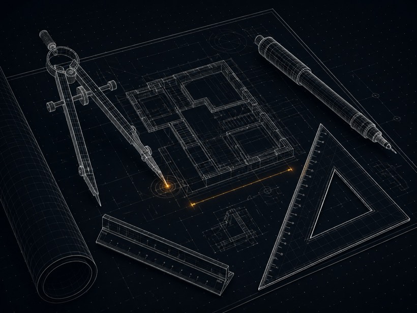 Чертёжные инструменты на blueprint